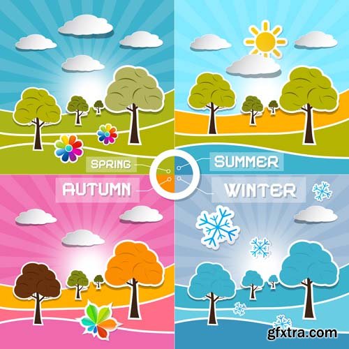 Four season elements and illustrations, 25xEPS