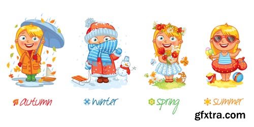 Four season elements and illustrations, 25xEPS