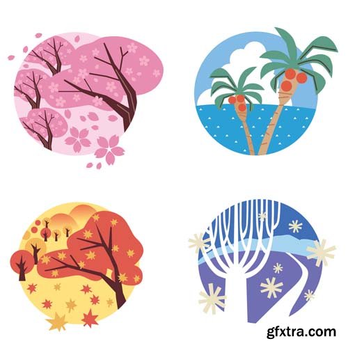 Four season elements and illustrations, 25xEPS