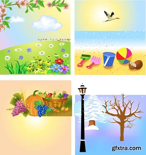 Four season elements and illustrations, 25xEPS