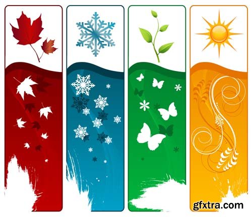 Four season elements and illustrations, 25xEPS