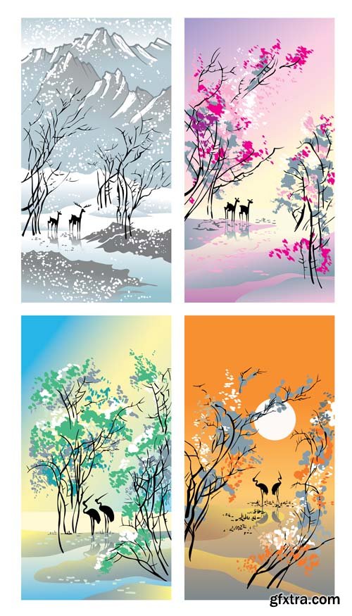 Four season elements and illustrations, 25xEPS