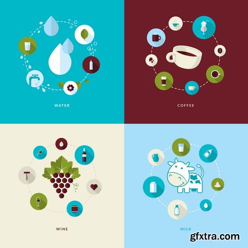 Amazing SS - Flat icons for food and drink, 26xEPS