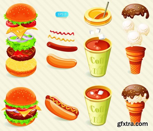 Amazing SS - Flat icons for food and drink, 26xEPS