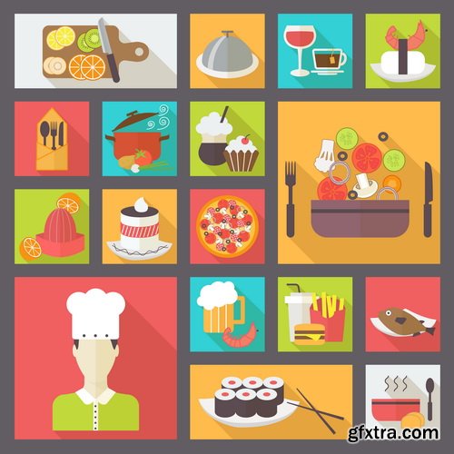 Amazing SS - Flat icons for food and drink, 26xEPS