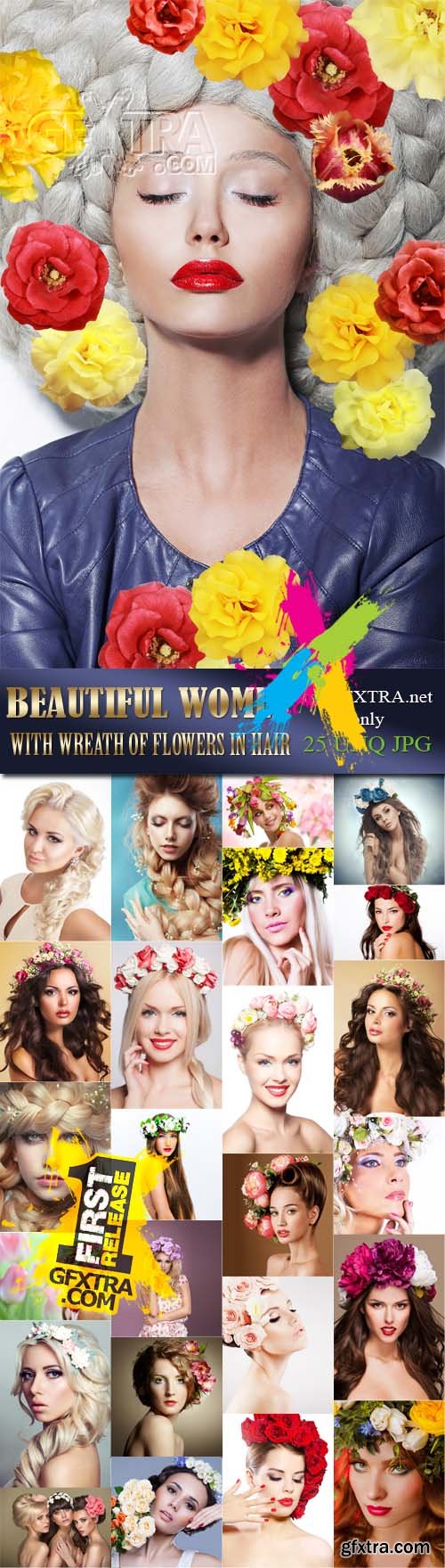 Beautiful women with wreath of flowers in hair, 25xJPGs