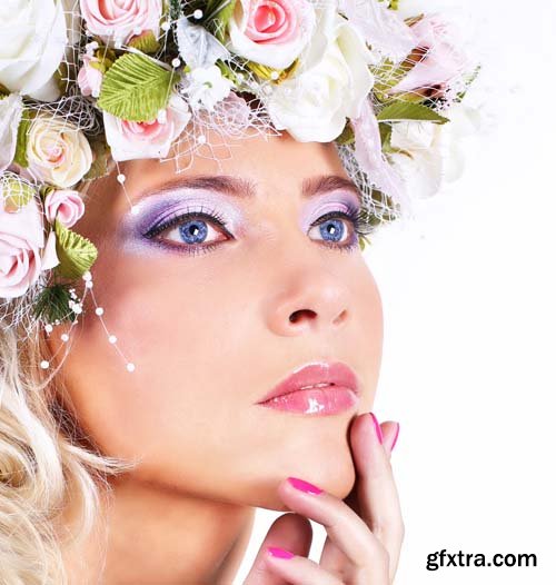 Beautiful women with wreath of flowers in hair, 25xJPGs