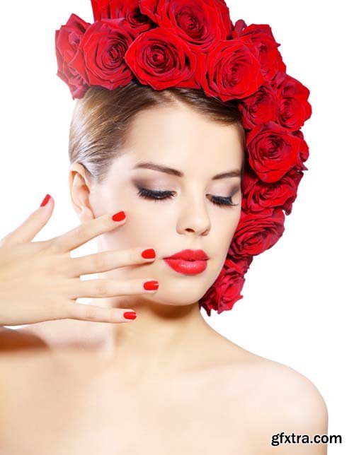 Beautiful women with wreath of flowers in hair, 25xJPGs