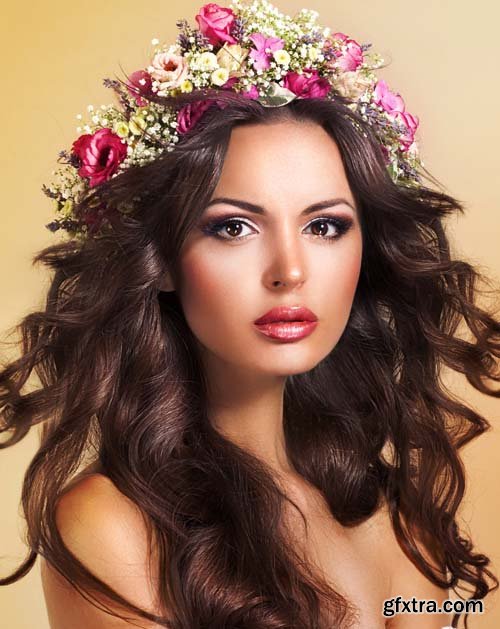 Beautiful women with wreath of flowers in hair, 25xJPGs