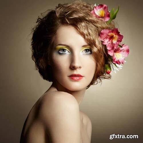 Beautiful women with wreath of flowers in hair, 25xJPGs