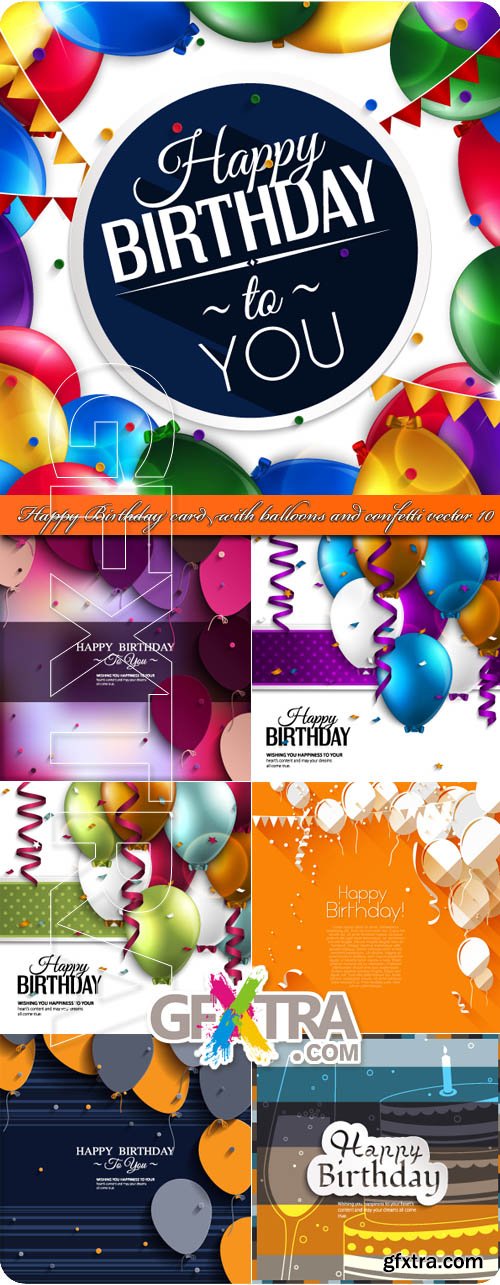 Happy Birthday card with balloons and confetti vector 10
