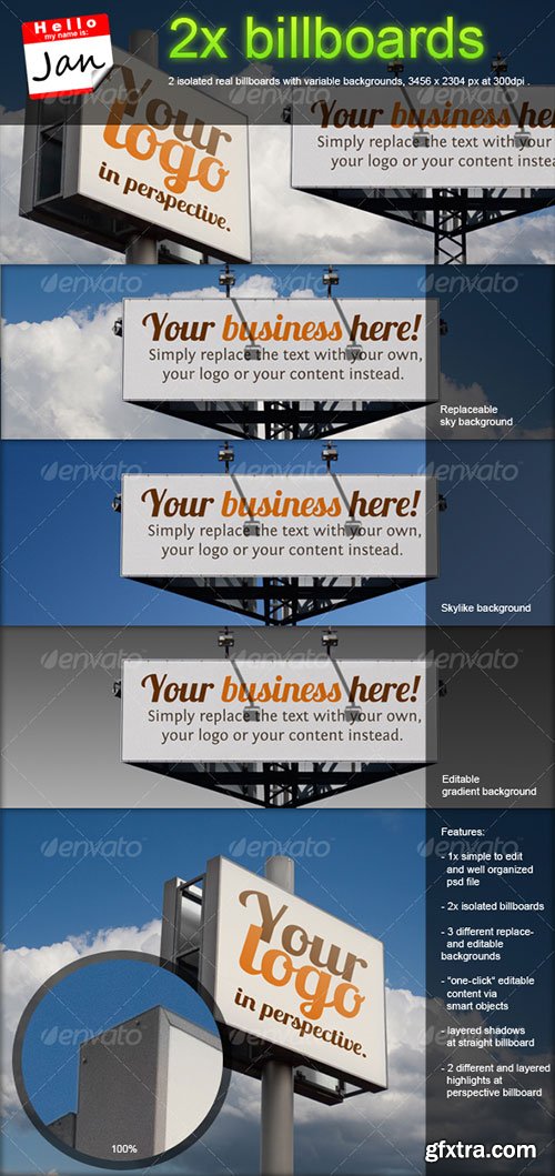 GraphicRiver - Set of 2 billboards for product/logo mockup 108972