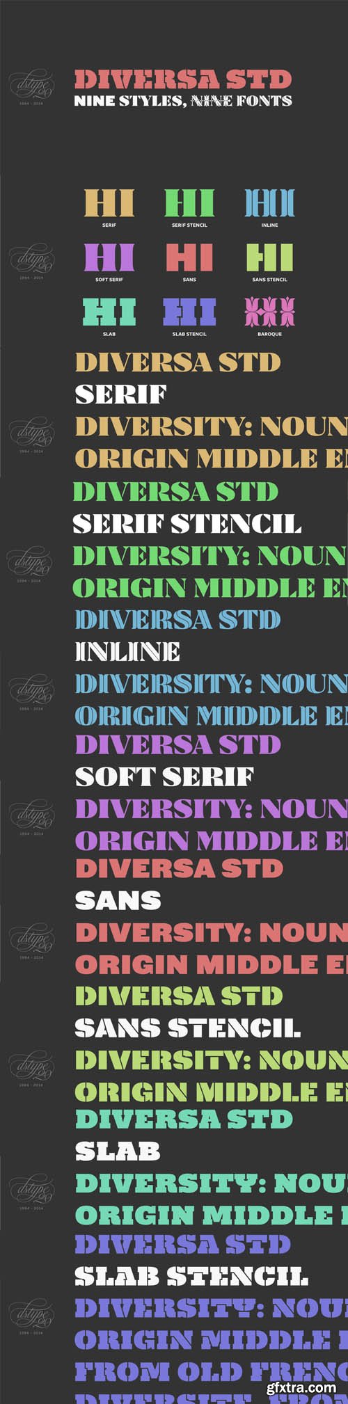 Diversa Std - 9 Fonts for $40