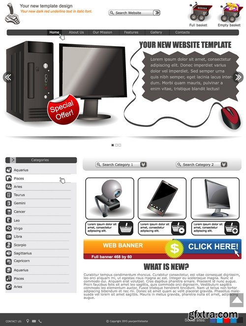 Stock Vectors - Website template 12, 25xEPS