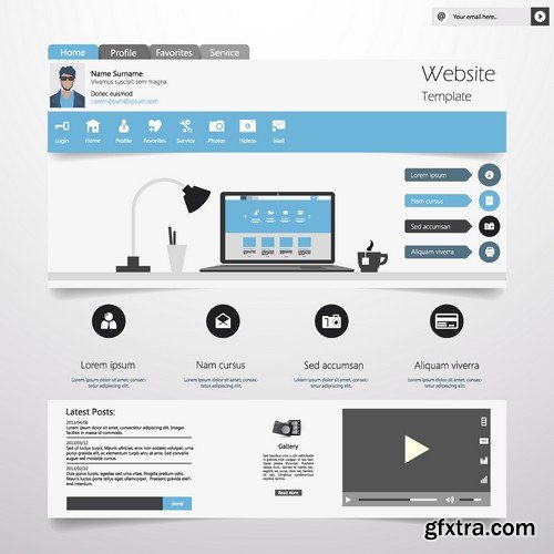 Stock Vectors - Website template 12, 25xEPS