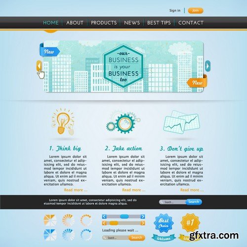 Stock Vectors - Website template 12, 25xEPS