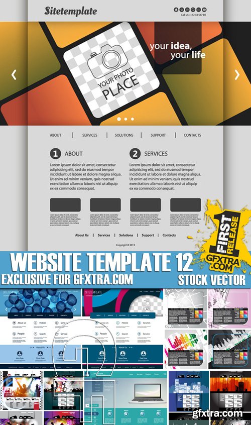 Stock Vectors - Website template 12, 25xEPS