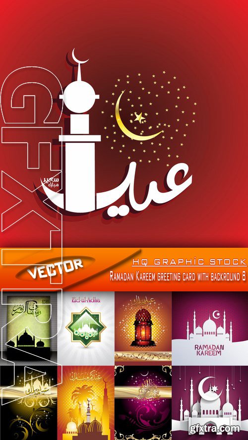 Stock Vector - Ramadan Kareem greeting card with backround 8