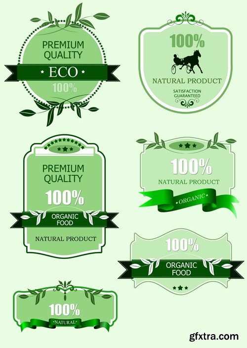 Organic Food Labels - 25 Vector