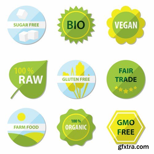 Organic Food Labels - 25 Vector