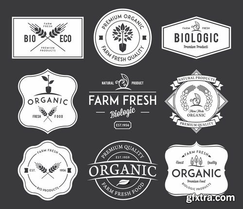 Organic Food Labels - 25 Vector