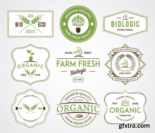 Organic Food Labels - 25 Vector