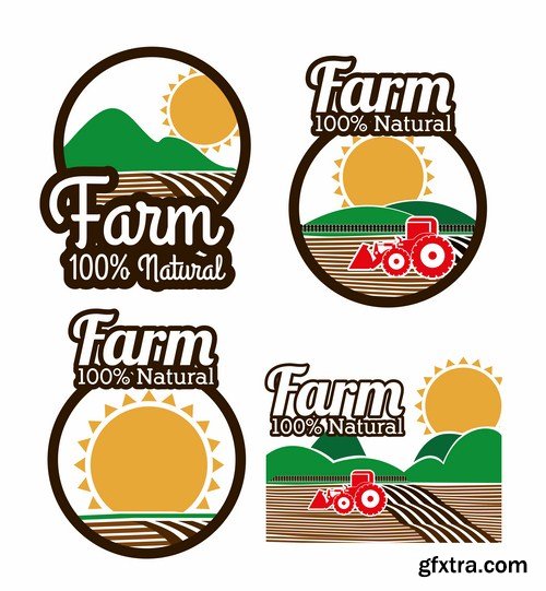 Organic Food Labels - 25 Vector