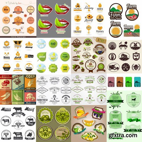 Organic Food Labels - 25 Vector