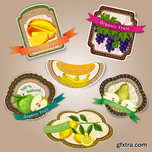 Organic Food Labels - 25 Vector