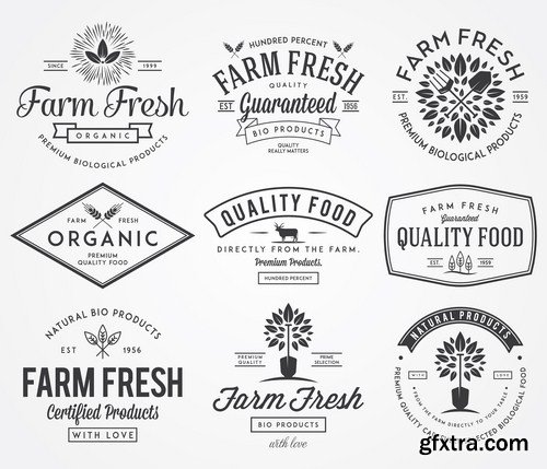 Organic Food Labels - 25 Vector