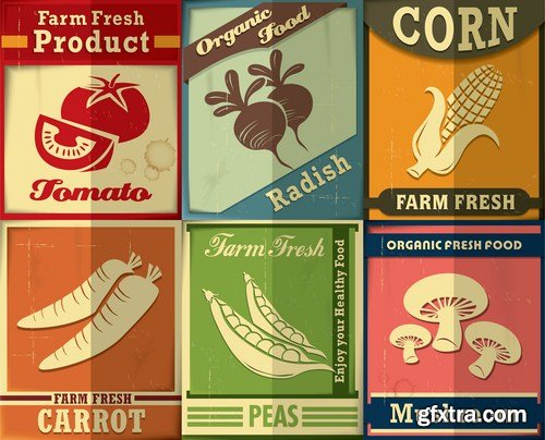 Organic Food Labels - 25 Vector