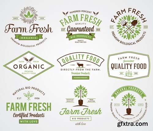 Organic Food Labels - 25 Vector