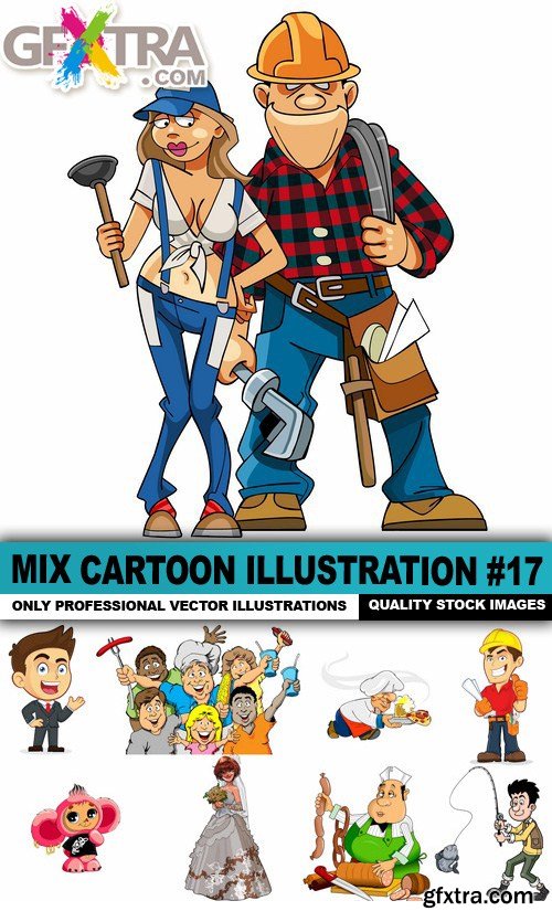 Mix Cartoon Illustration #17 - 25 Vector