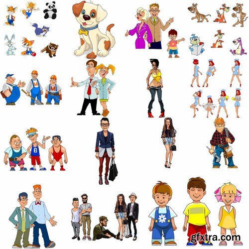 Mix Cartoon Illustration #17 - 25 Vector