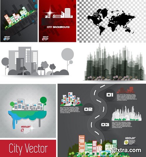 Stock Vectors - City background, 25xEPS