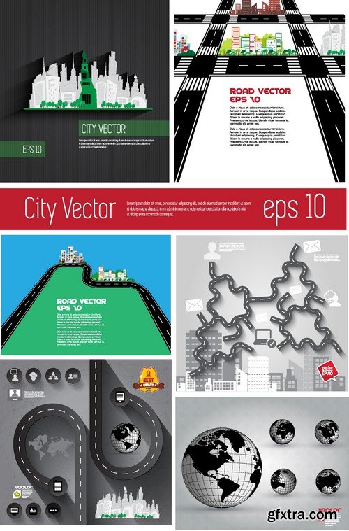 Stock Vectors - City background, 25xEPS