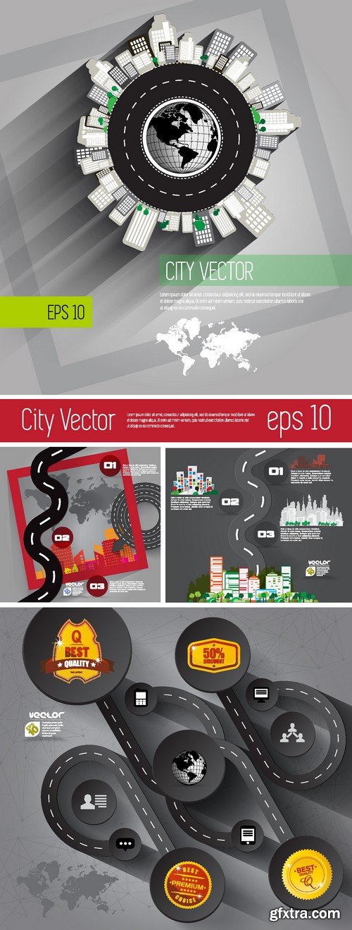 Stock Vectors - City background, 25xEPS