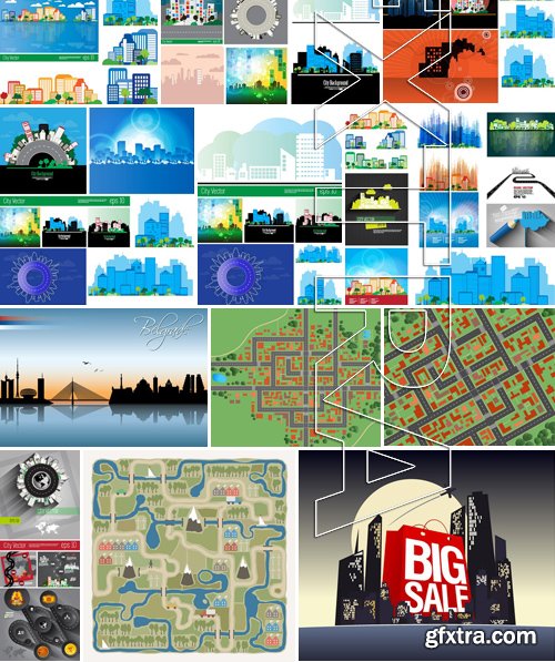 Stock Vectors - City background, 25xEPS