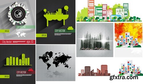 Stock Vectors - City background, 25xEPS