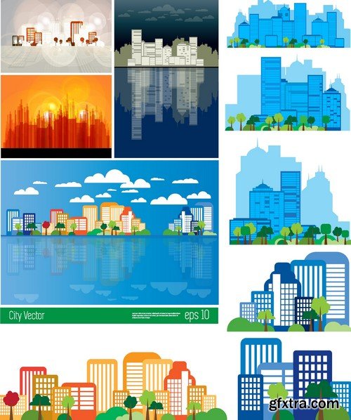 Stock Vectors - City background, 25xEPS