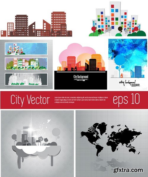 Stock Vectors - City background, 25xEPS