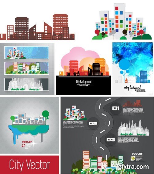 Stock Vectors - City background, 25xEPS