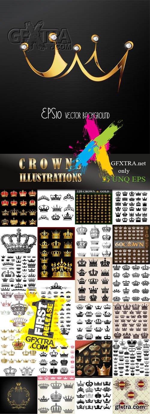 Crowns illustrations, 25xEPS