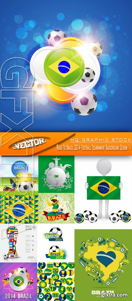 Stock Vector - Road To Brazil 2014 Football Tournament Background Design 11