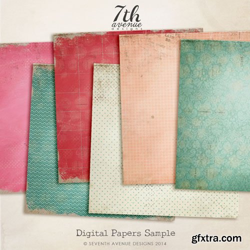 6 Digital Vintage Papers Set