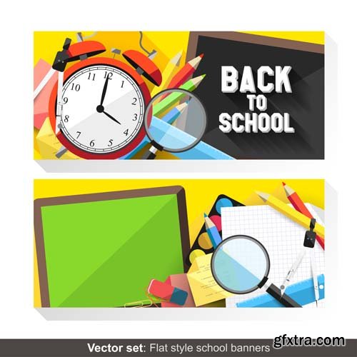 Back to school backgrounds and banners illustrations, 34xEPS