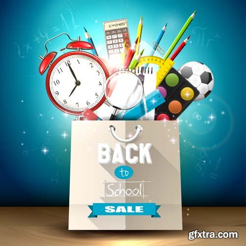 Back to school backgrounds and banners illustrations, 34xEPS