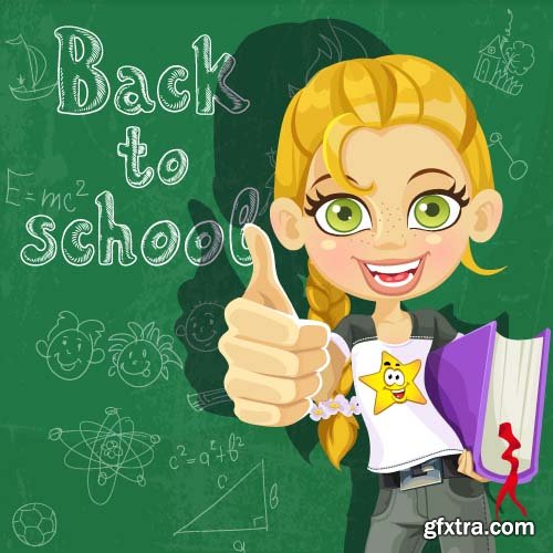 Back to school backgrounds and banners illustrations, 34xEPS