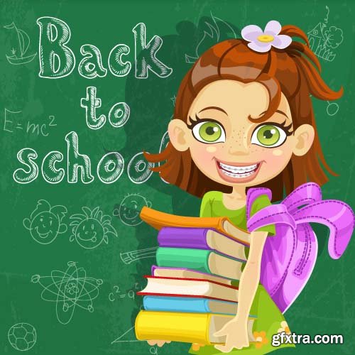 Back to school backgrounds and banners illustrations, 34xEPS