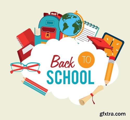 Back to school backgrounds and banners illustrations, 34xEPS